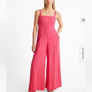 Express Linen Wide Leg Pink Jumpsuit. Pink. Size Small. NWT